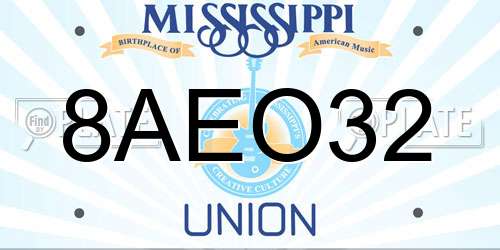 8AEO32 Mississippi License Plate