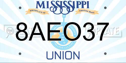 8AEO37 Mississippi License Plate