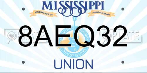 8AEQ32 Mississippi License Plate
