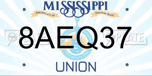 8AEQ37 Mississippi License Plate
