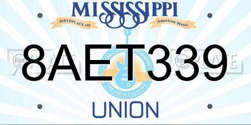 8AET339 Mississippi License Plate