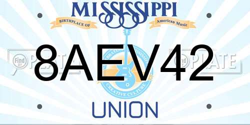 8AEV42 Mississippi License Plate
