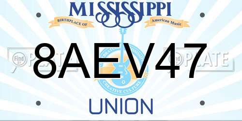 8AEV47 Mississippi License Plate