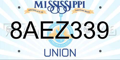 8AEZ339 Mississippi License Plate