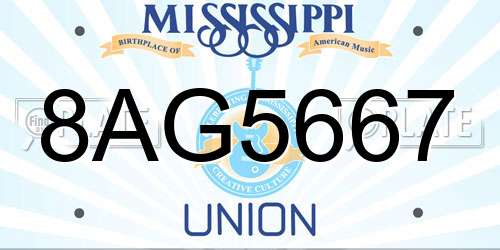 8AG5667 Mississippi License Plate