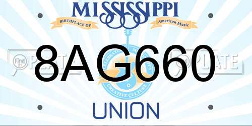 8AG660 Mississippi License Plate