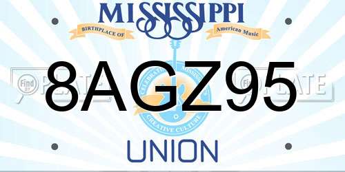 8AGZ95 Mississippi License Plate
