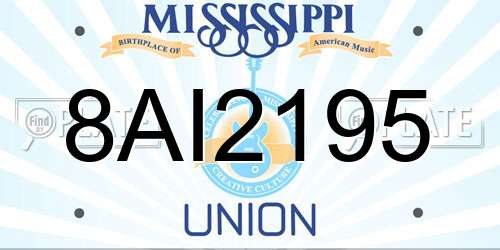 8AI2195 Mississippi License Plate