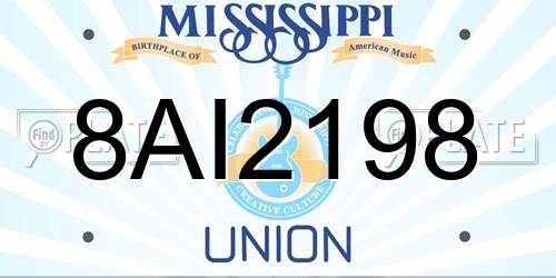 8AI2198 Mississippi License Plate