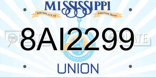 8AI2299 Mississippi License Plate