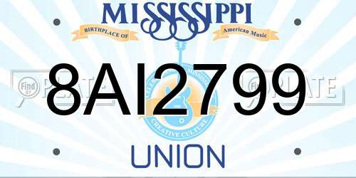 8AI2799 Mississippi License Plate