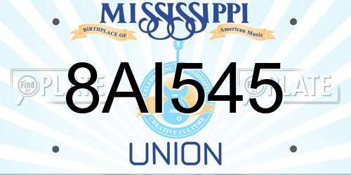 8AI545 Mississippi License Plate