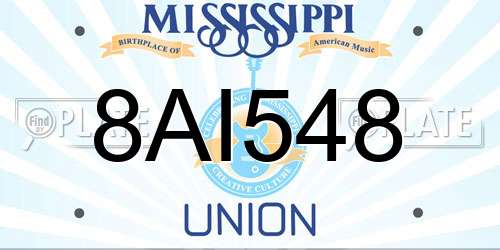 8AI548 Mississippi License Plate