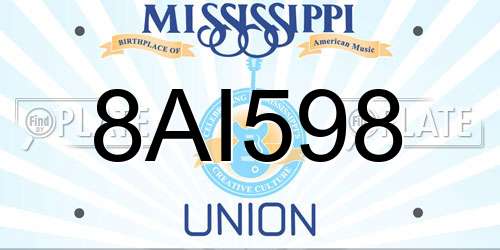 8AI598 Mississippi License Plate