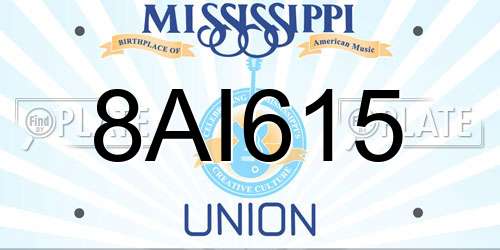 8AI615 Mississippi License Plate
