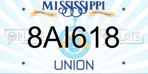 8AI618 Mississippi License Plate