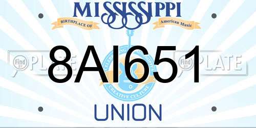 8AI651 Mississippi License Plate