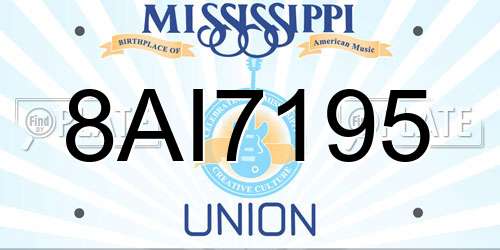 8AI7195 Mississippi License Plate