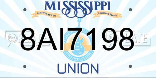 8AI7198 Mississippi License Plate