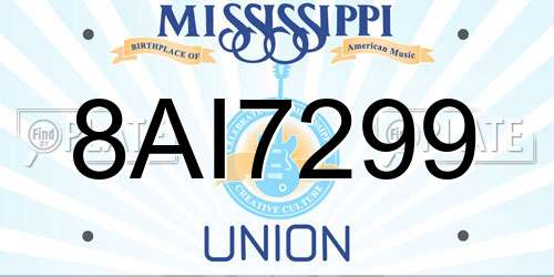 8AI7299 Mississippi License Plate