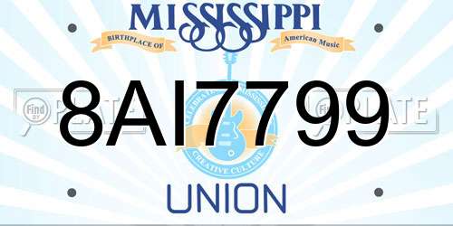 8AI7799 Mississippi License Plate