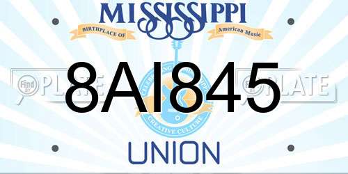 8AI845 Mississippi License Plate