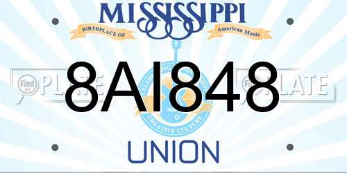 8AI848 Mississippi License Plate