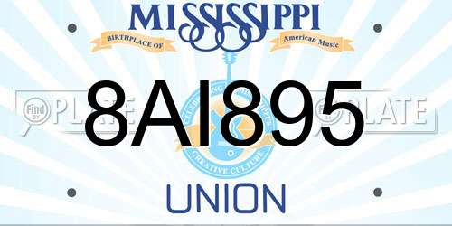 8AI895 Mississippi License Plate