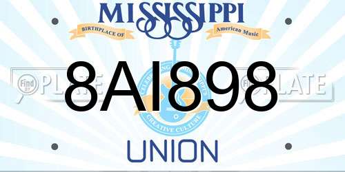 8AI898 Mississippi License Plate