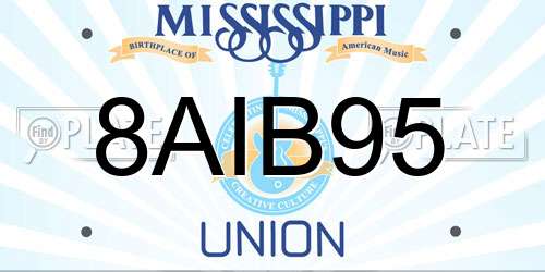 8AIB95 Mississippi License Plate