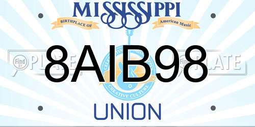 8AIB98 Mississippi License Plate