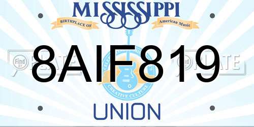 8AIF819 Mississippi License Plate
