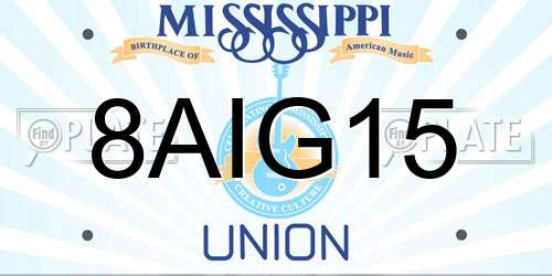 8AIG15 Mississippi License Plate
