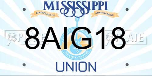 8AIG18 Mississippi License Plate