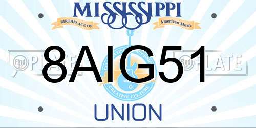 8AIG51 Mississippi License Plate