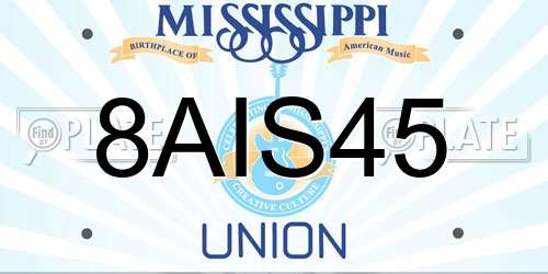 8AIS45 Mississippi License Plate