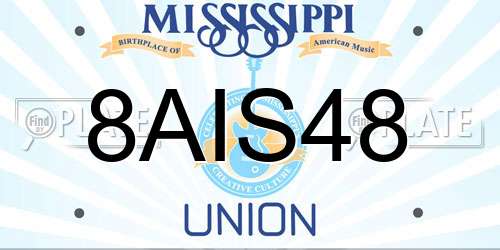 8AIS48 Mississippi License Plate