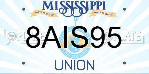 8AIS95 Mississippi License Plate
