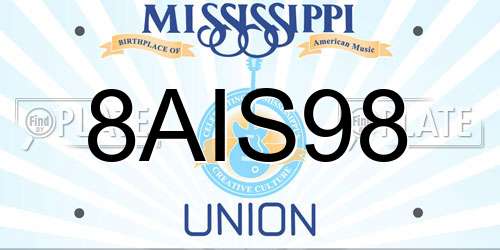 8AIS98 Mississippi License Plate