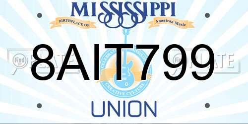 8AIT799 Mississippi License Plate