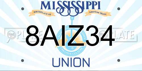 8AIZ34 Mississippi License Plate