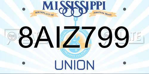 8AIZ799 Mississippi License Plate