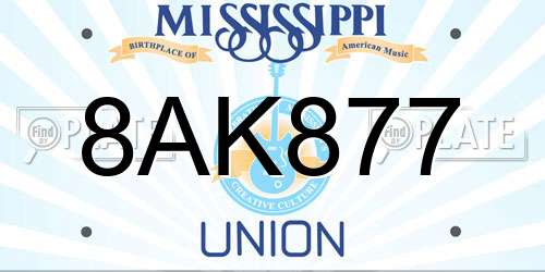 8AK877 Mississippi License Plate