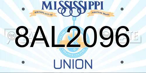 8AL2096 Mississippi License Plate
