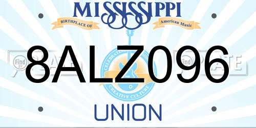 8ALZ096 Mississippi License Plate