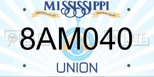 8AM040 Mississippi License Plate