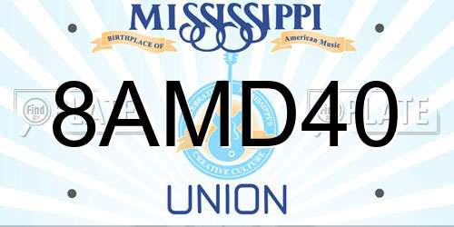 8AMD40 Mississippi License Plate