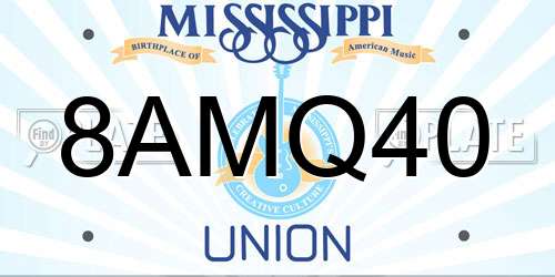 8AMQ40 Mississippi License Plate
