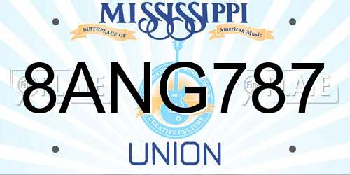 8ANG787 Mississippi License Plate