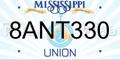 8ANT330 Mississippi License Plate